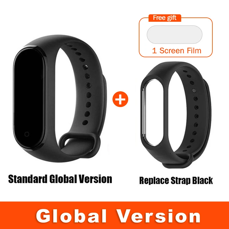 Глобальная версия опционально Xiaomi Mi Band 4 умный Браслет Пульс фитнес 135 мАч цветной экран Bluetooth 5,0 водонепроницаемый - Цвет: Global Black Strap