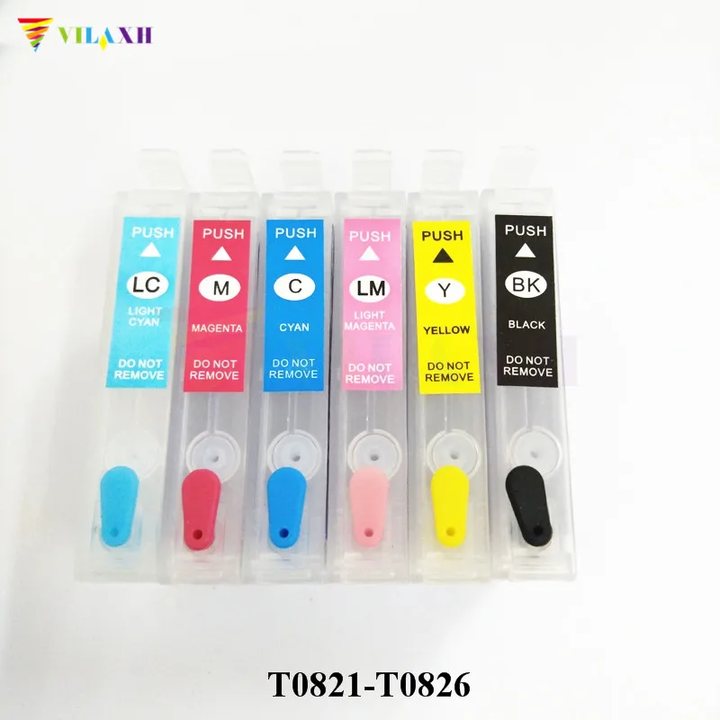 Многоразовый чернильный картридж Vilaxh T0821 T0816 для Epson T0821N Stylus R270 R390 TX650 T50 T59 RX590 TX700W
