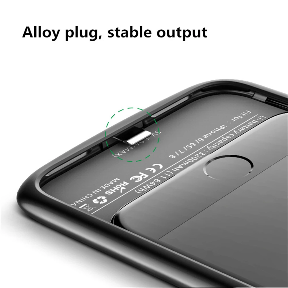 3200/5000 мАч Расширенный чехол для телефона iPhone 8 7 6s 6 Plus Портативный внешний