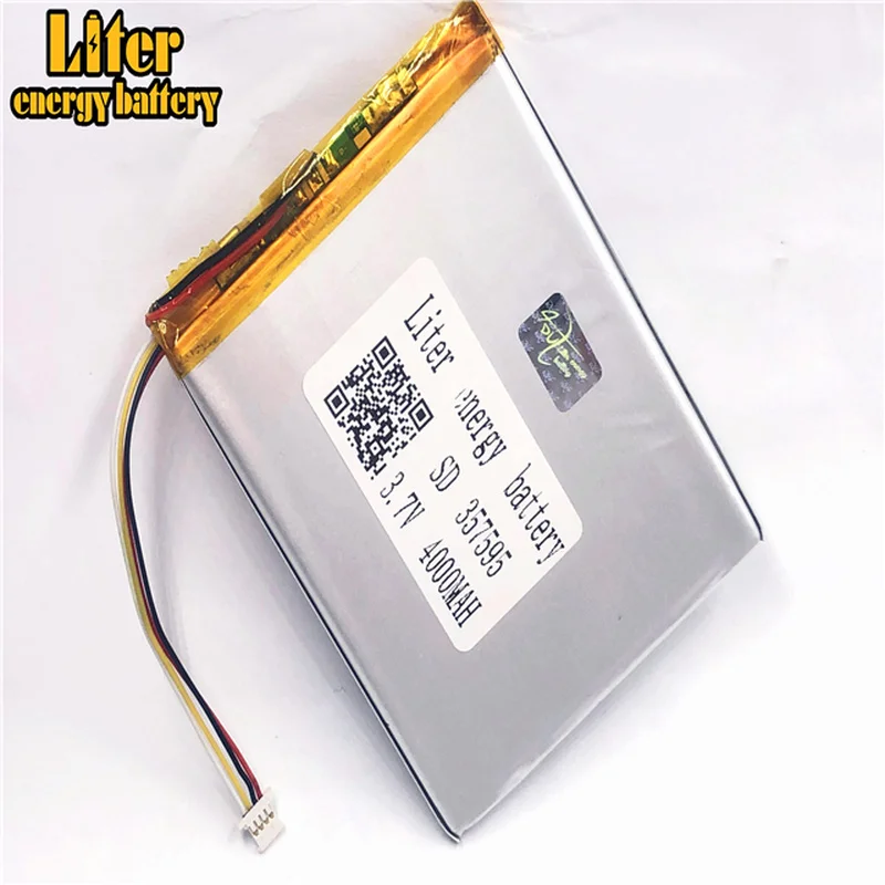 

1,0 мм 4pin разъем 357595 4000 мАч 3,7 В полимерная аккумуляторная батарея, литий-полимерная батарея для планшетных ПК батарея