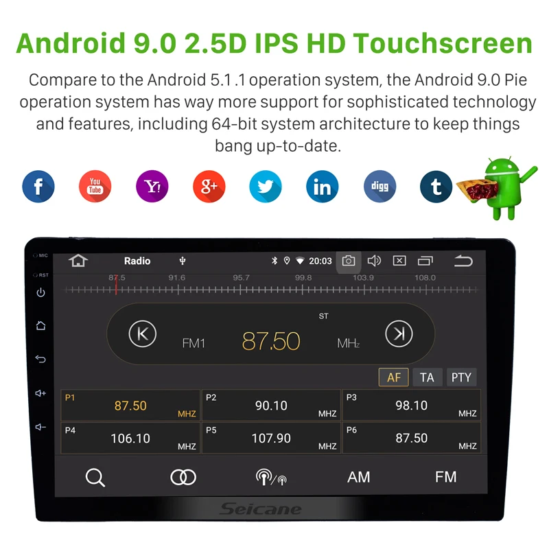 Seicane One Din Android 10 0 IPS Универсальный Автомобильный мультимедийный плеер 1 дюймов 4 + 64