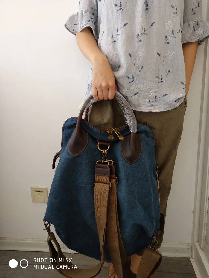 3 usage женские большие холщовые Рюкзаки Ткань сумки Женская винтажная