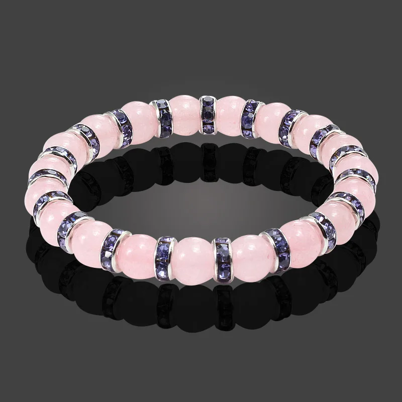 Silver Purple Дизайн женские браслеты 7 цветов Серебряный Кристалл Смешанные розовые бусины камень браслеты Будда молитва женские мужские браслеты украшения подарки - Окраска металла: Silver Purple