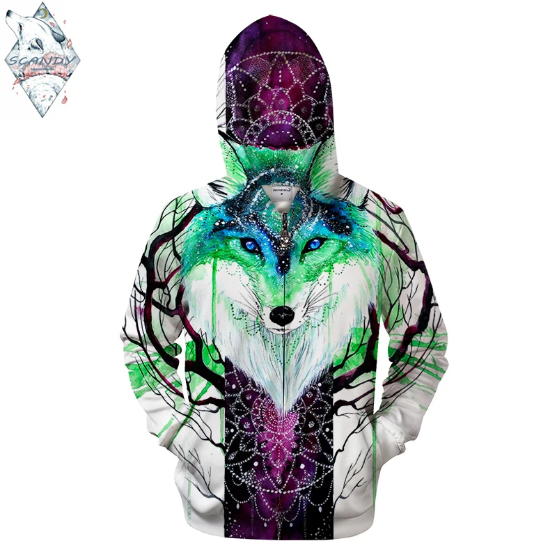 Толстовка с капюшоном Fox Galaxy By ScandyGirlArts брендовая толстовка принтом в виде