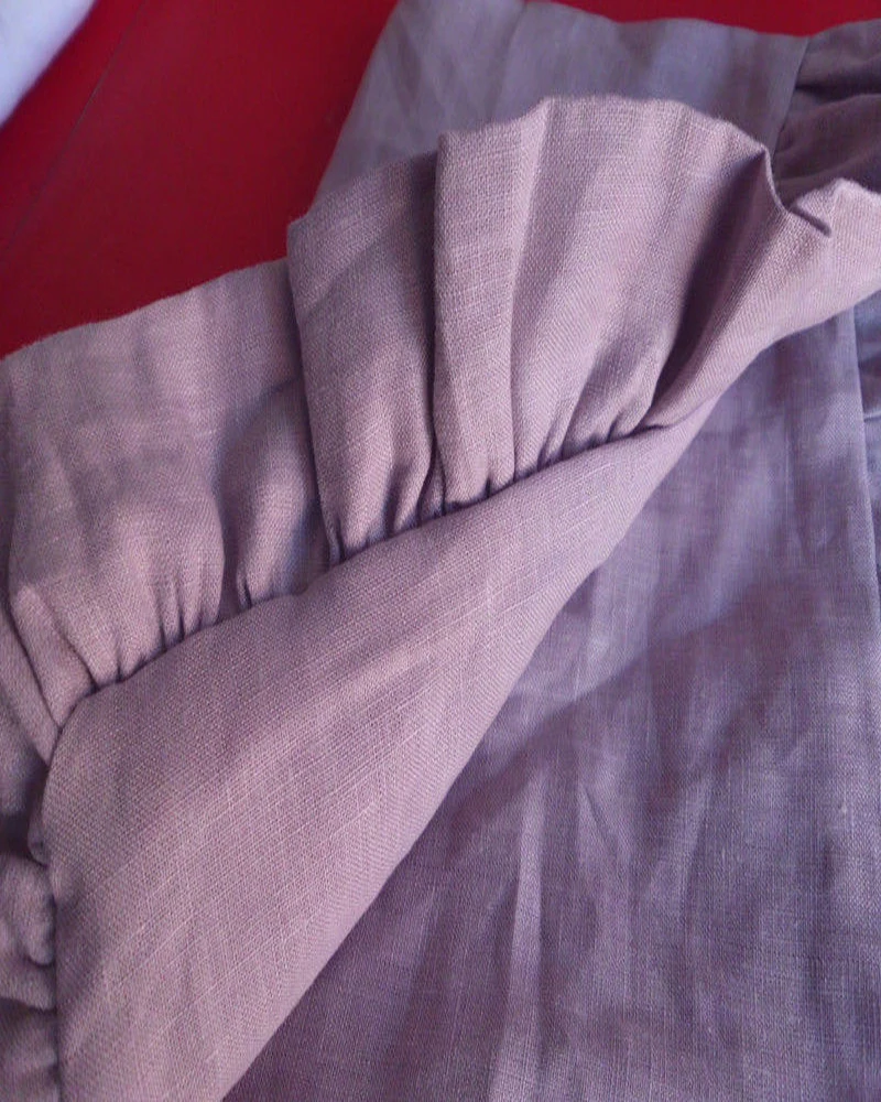 Потертый натуральный пододеяльник 100% из чистого французского льна с оборками