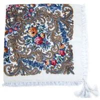 16 white blue hot sale new fashion woman Scarf square scarves short tassel floral printed Women Wraps Winter lady shawls free shipping-03 - Цвет: 16 white blue