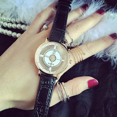 

Reloj mujer 2018 New Design Pinbo Fashion Lady Brown Leather strap Transparent hollow Quartz watch Holiday Gift Zegarki Damskie