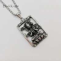 black knight silver color stainless steel bodhisattva pendant necklace religious buddhism guanyin bodhisattva necklace blkn0689