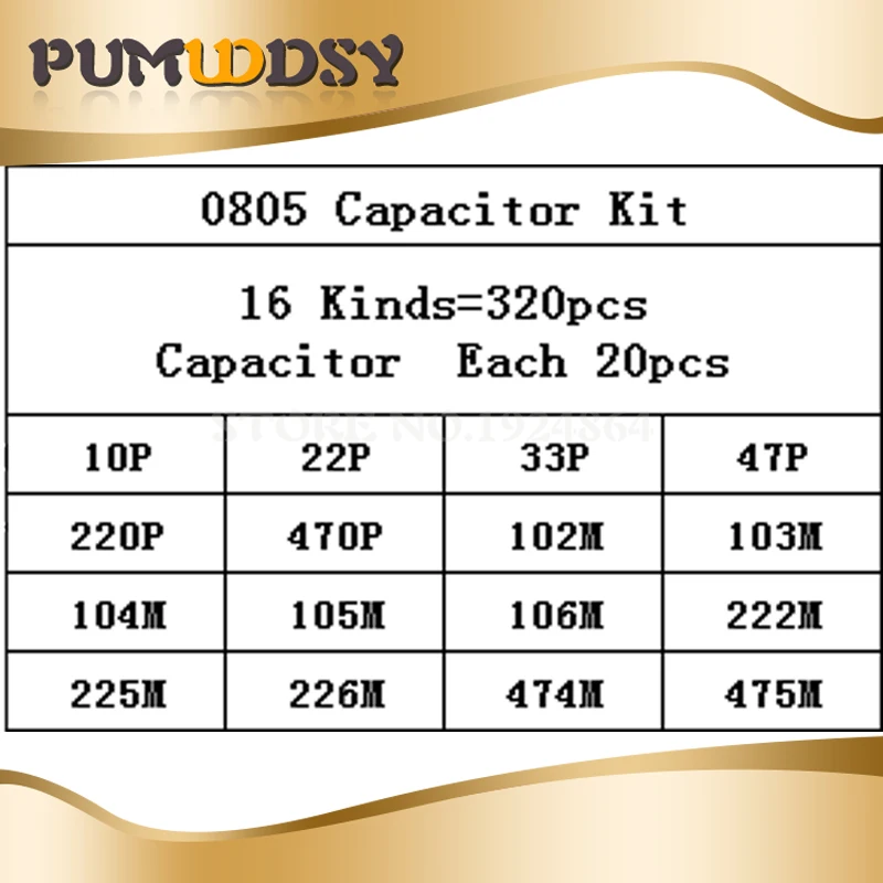 16 значений* 20 шт = 3 20 шт 0805 SMD конденсатор Ассорти Комплект 10PF-22UF Образцы комплект