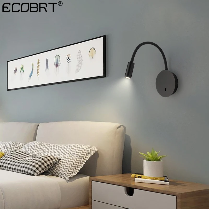 ECOBRT светодиодный настенный ручка лампы Переключатель современная спальня