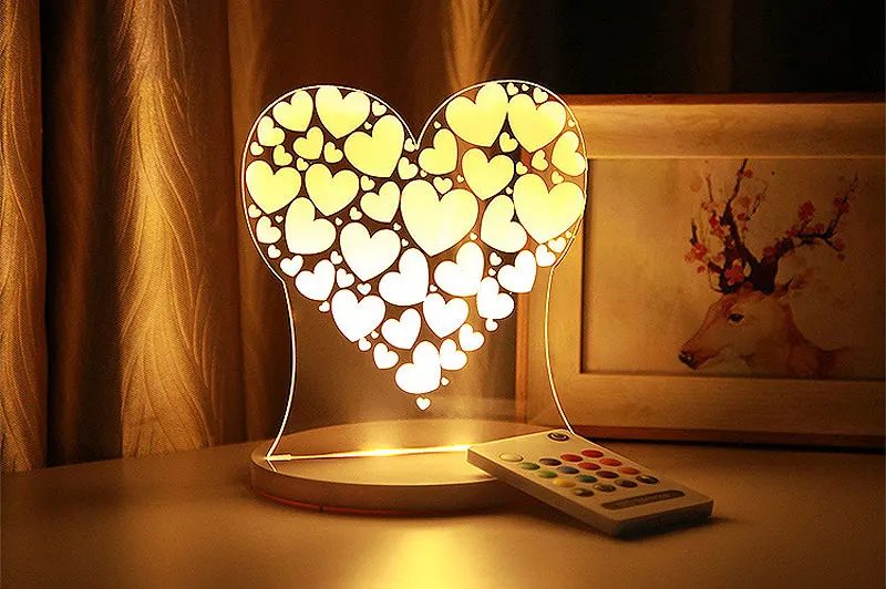 RGB 3D Мультфильм светодиодный настольный ночник с дистанционным управлением USB питание для детской спальни подарок