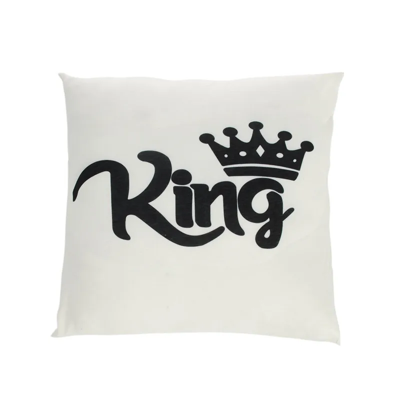 White King Король queen Наволочка на подушку размером 45*45 см подушка чехол двухсторонняя печать диван-Подушка Чехол домашний декор для ко Дню Святого Валентина для влюбленных пар - Цвет: White King