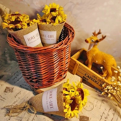 10 шт./лот искусственный цветок подсолнуха для украшения свадебного скрапбукинга