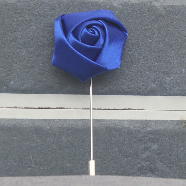 Royalblue Ручной Жених женихов Для мужчин бутоньерка атласная лента роза Свадебная вечеринка выпускного модные Для мужчин; костюм корсаж брошь цветок в петлице - Цвет: Royalblue