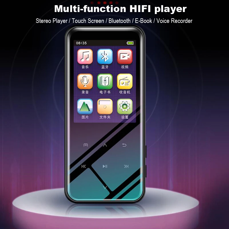 Портативный цифровой MP3 плеер Bluetoth, Hi-Fi, Mp3 бег кабель+ кабель Micro USB диктофон Сенсорный экран Поддержка 24 языков