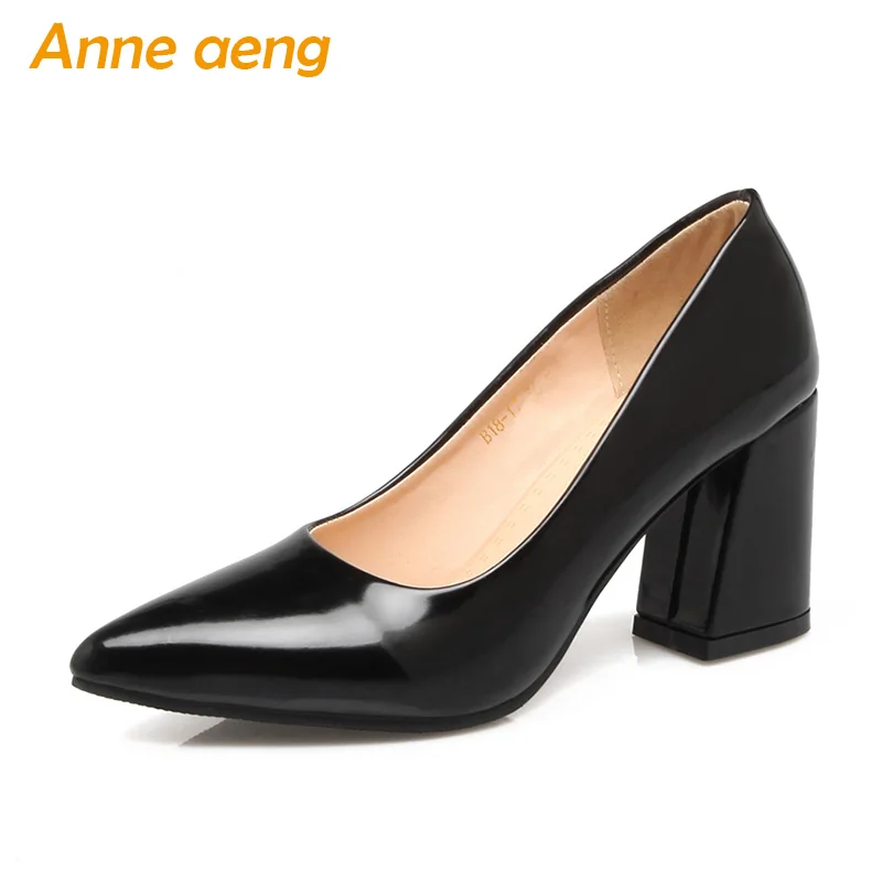 

2019 New Spring/Autumn Women Pumps High Square Heel Pointed Toe Shallow Sexy Ladies Women Shoes Black High Heels Big Size 33-46