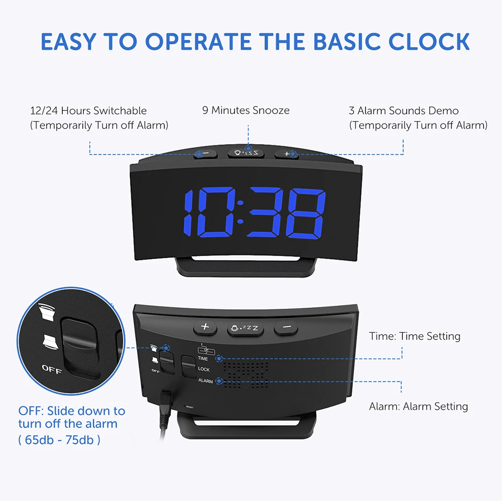 LITOM HM251 3 75 дюймов светодиодный дисплей цифровые будильники с функцией повтора