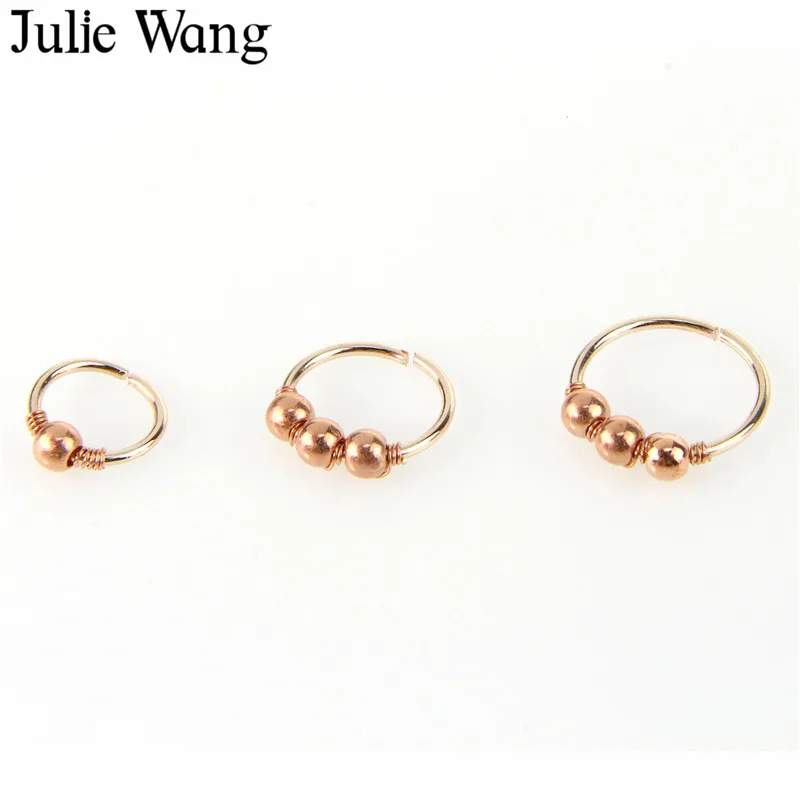 1 шт. медные кольца для носа с круглыми бусинами Julie Wang 6 мм/8 мм/10 мм ноздри обруч