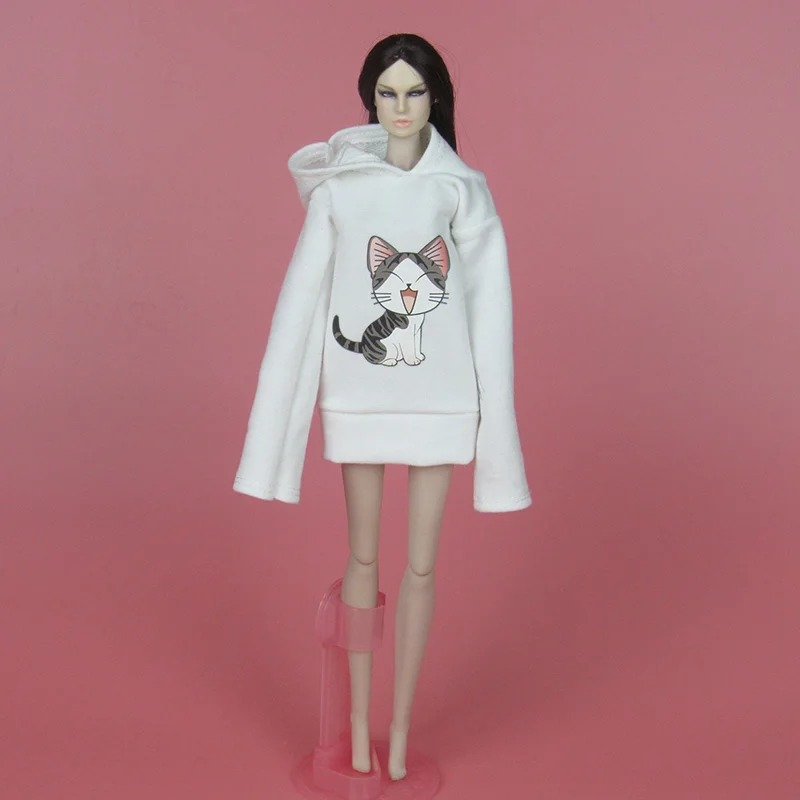 T02-X503 Blyth st Одежда для кукол 1/3 1/4 bjd 1/6 аксессуары для кукол розовый белый фиолетовый свитер с капюшоном и рисунком кота 1 шт