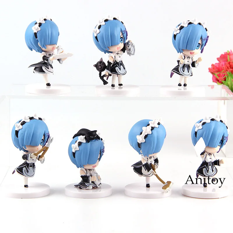 ReZero Hajimeru Isekai Seikatsu служанки Rem Re Zero фигурку ПВХ Мини Коллекция Модель игрушка в подарок 7 шт./компл