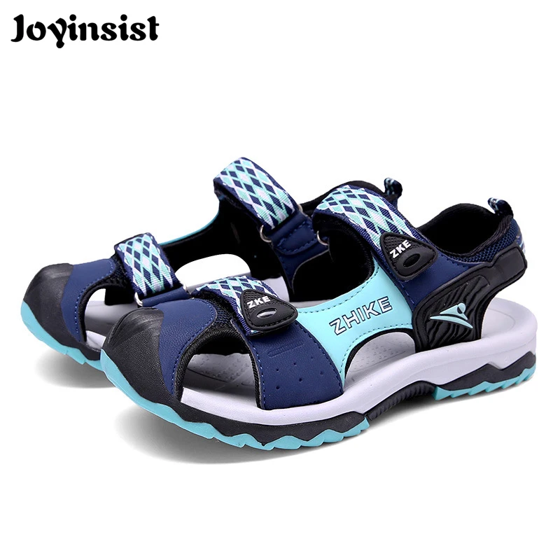 2019 брендовые летние пляжные сандалии детские для мальчиков кожаная Летняя обувь
