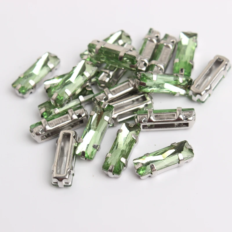 Peridot 30 шт. 7*21 мм прозрачные кристаллы стеклянные стразы прямоугольной формы с