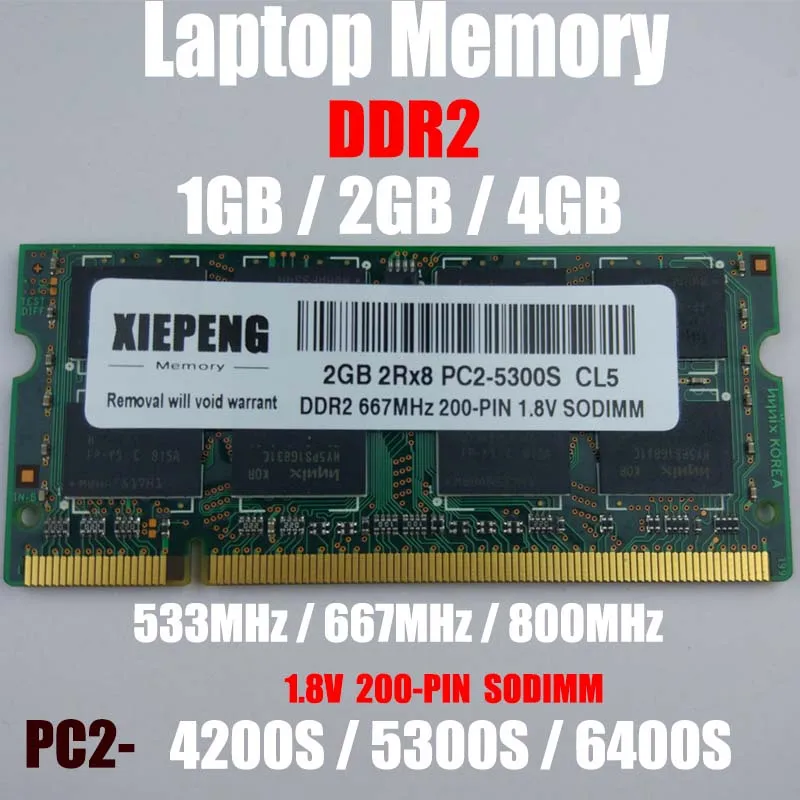 Ноутбук 2 Гб 2Rx8 PC2-5300S 667 МГц DDR2 Оперативная память 4 Гб DDR2 800 МГц PC2 6400S 1 ГБ Тетрадь памяти Поддержка DDR2 533 МГц PC2-4200 S компьютер