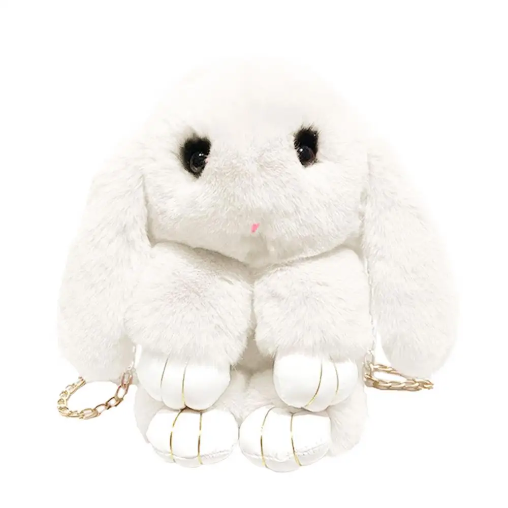 Белый 17x9x27cm Soft Rabbit Artificial Fur Crossbody Lovely Handbag Shoulder Bag Storage Phone Satchel Purse - Цвет: Белый