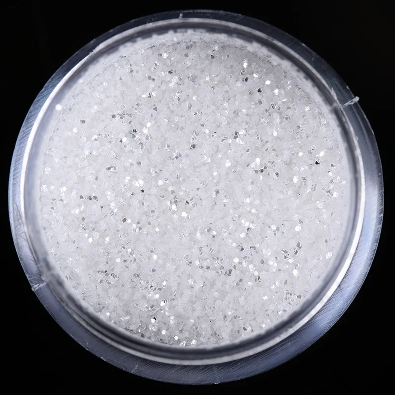 10 ml/коробка Белый Серебряный Ногтей Блеск Порошок 1мм и 2 мм и 3 мм Смешанный маникюр Украшения