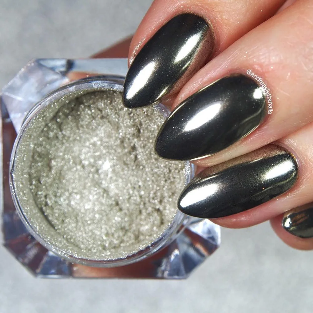 2 коробки зеркальные серебряные золотистые Блестящий Порошок для ногтей