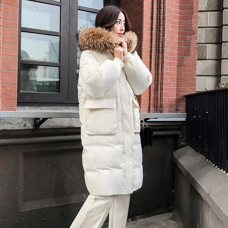 Большой Настоящее енота меховой воротник 2018 зимняя куртка Для женщин женские