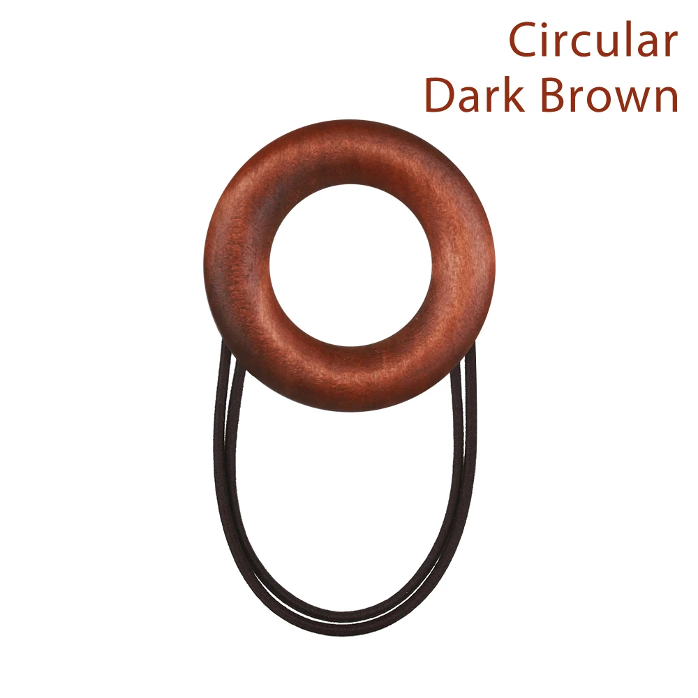 dark brown circular 1 шт. корейские модные резиновые эластичные резинки для волос Геометрическая круглая овальная винтажная деревянная веревка для волос женские аксессуары для волос - Цвет: dark brown circular