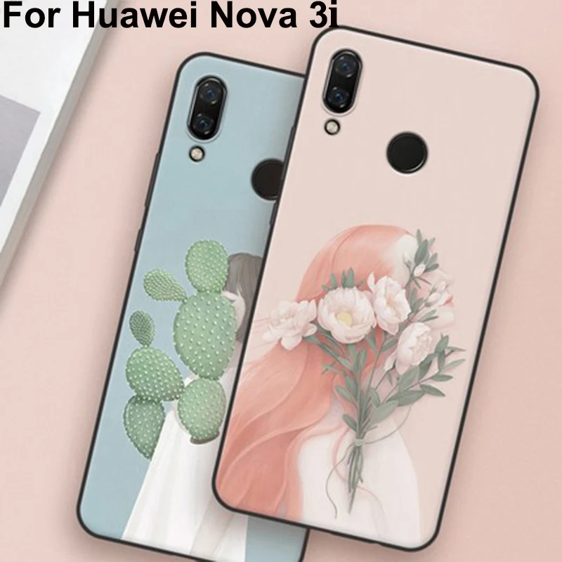 Чехол для Huawei Nova 3i милый мягкий силиконовый чехол с мультяшным рисунком телефона