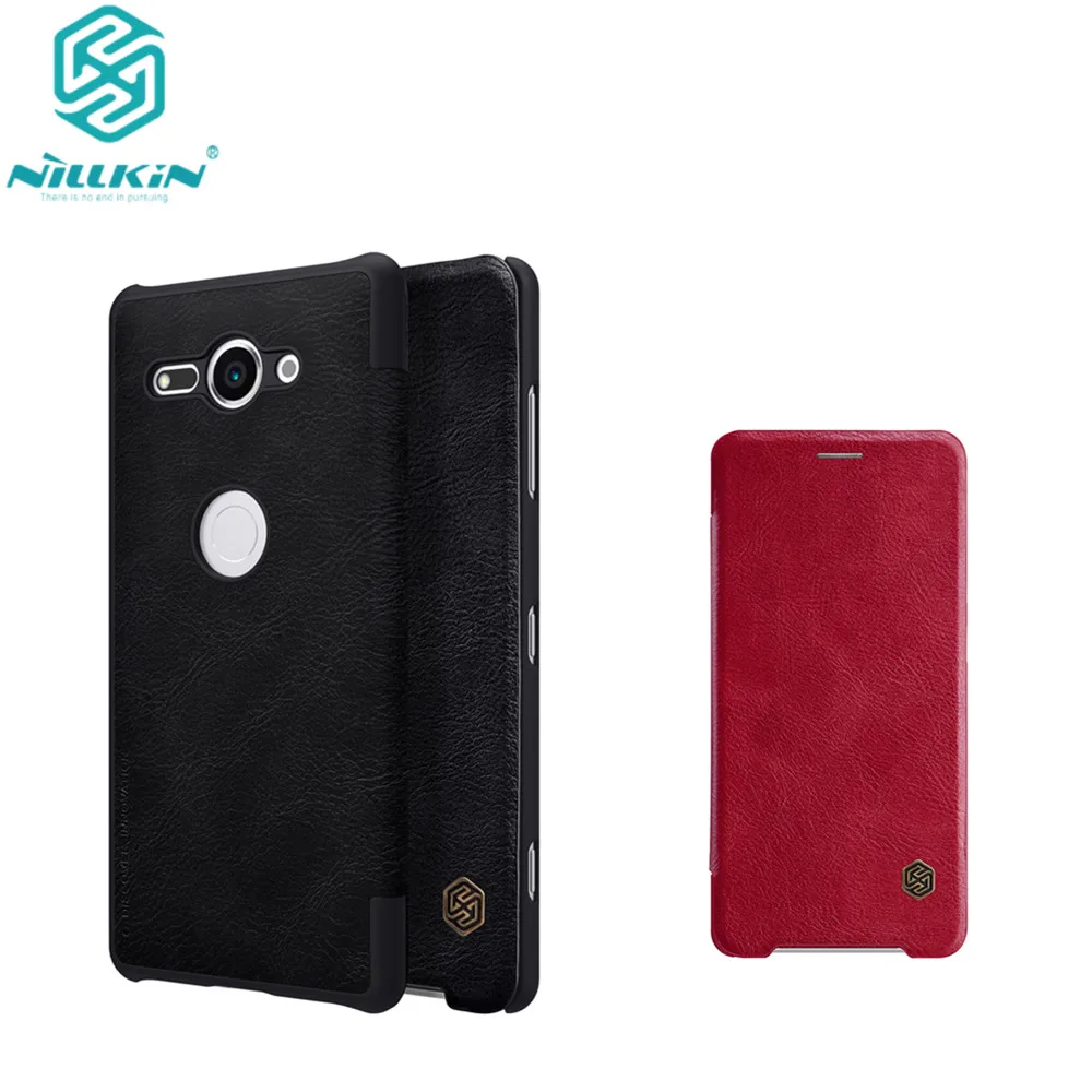 

For Sony Xperia XZ2 Compact phone case Nillkin vintage Qin flip cover PU Leather Case PC plastic back case for XZ2 mini 4.6 inch