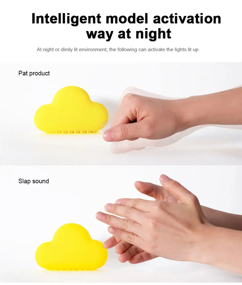 Jiaderui Baby Cloud Sensor Ночник Новинка LED USB Voice беспроводные Настенные светильники для