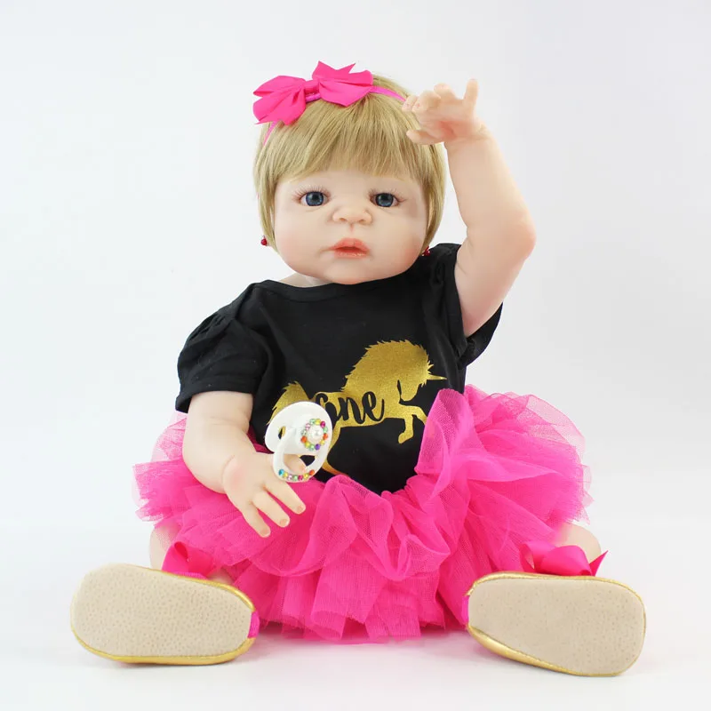 55 см полный силиконовые Reborn Baby Doll 22 ''Мягкий Виниловый фон для новорожденных