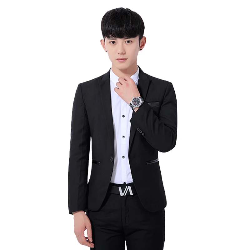 

2018 New four seasons men suit high quality fashion casual slim solid men's suit three piece suits (jacket and pants) size M-3XL