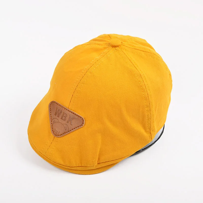 bear yellow Хлопковый берет, шапка для маленьких мальчиков и девочек, кепка Newsboy на лето и осень, детская джинсовая полосатая плоская кепка s - Цвет: bear yellow