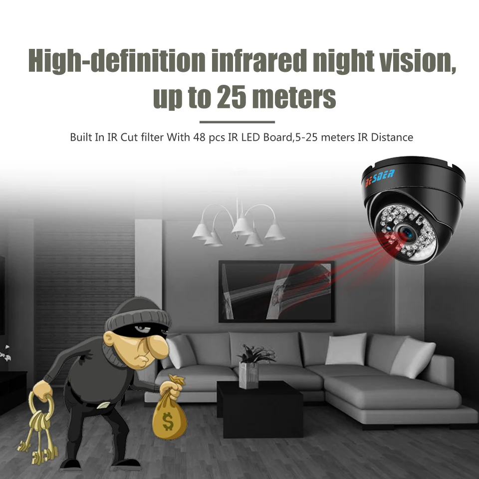 IP камера BESDER POE48V 720P/960P/1080P уличная металлическая Водонепроницаемая P2P ONVIF RTSP с