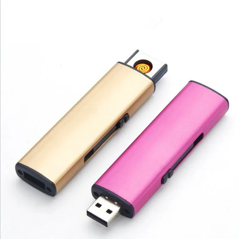 Портативная Металлическая USB Электронная зажигалка для сигарет ветрозащитная
