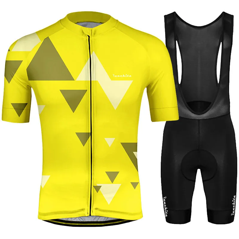 Set 01 RUNCHITA ciclismo короткий рукав Велоспорт трикотажный комплект одежда для велоспорта mtb ropa de ciclismo мужская pro кофта для велоспорта Culotte одежда - Цвет: Set 01