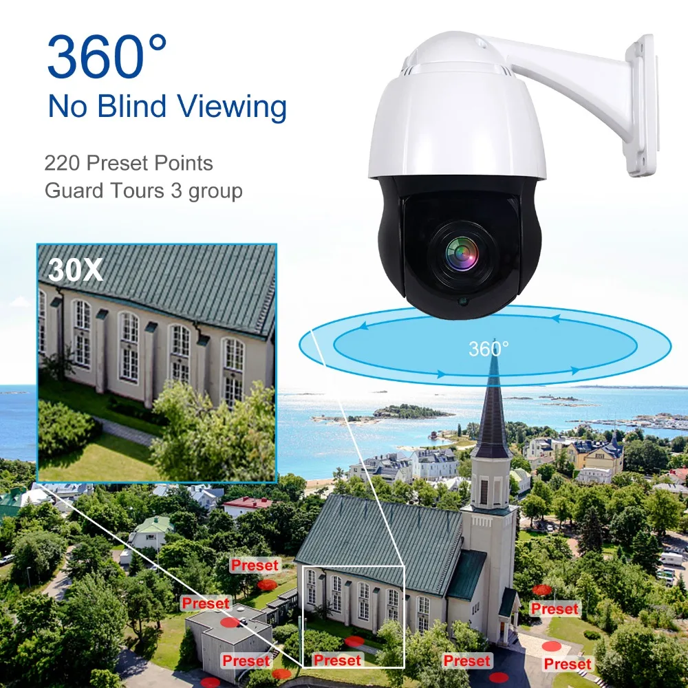 5MP PTZ IP камера наружная Onvif 30X ZOOM Водонепроницаемая Высокоскоростная купольная H.265