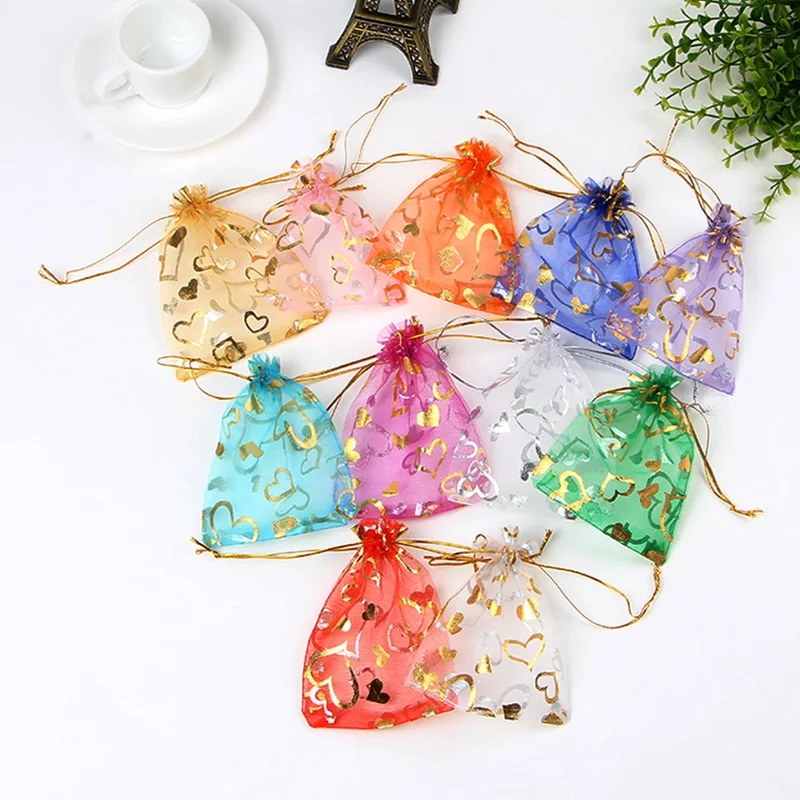 Прозрачные бронзирующие мешки из пряжи и конфет с сердечками Love персикового
