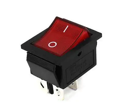 5 шт. 16A 250V 20A 125V AC лампы Вольт красная кнопка SPDT 2 Позиции 4 Пальцы пайки лодка