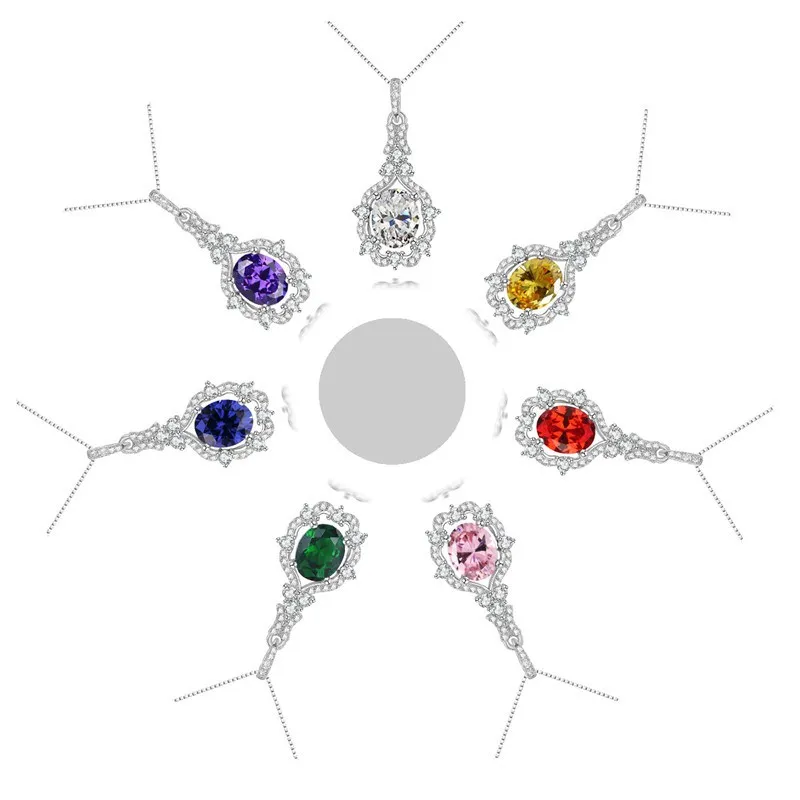 Vintage Necklace Pendants For Women S925 Sterling Silver Luxury Oval Emerald Fine Jewelry Multicolor Bijoux Femme | Украшения и - Фото №1