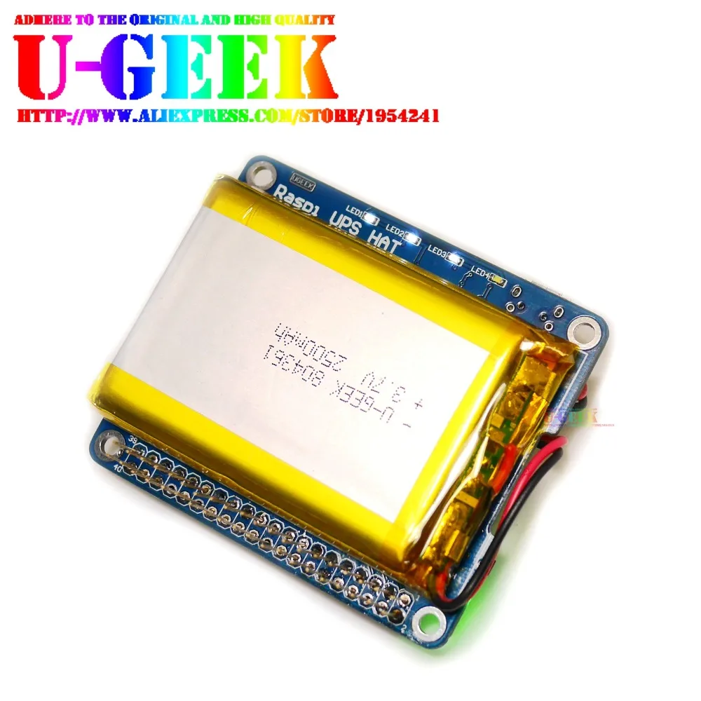 UGEEK UPS HAT with Battery for Raspberry Pi 3 Model B/3B+/3A+/2B/4B|Pi Battery Adapter|Power Source|Charging while Pi is working