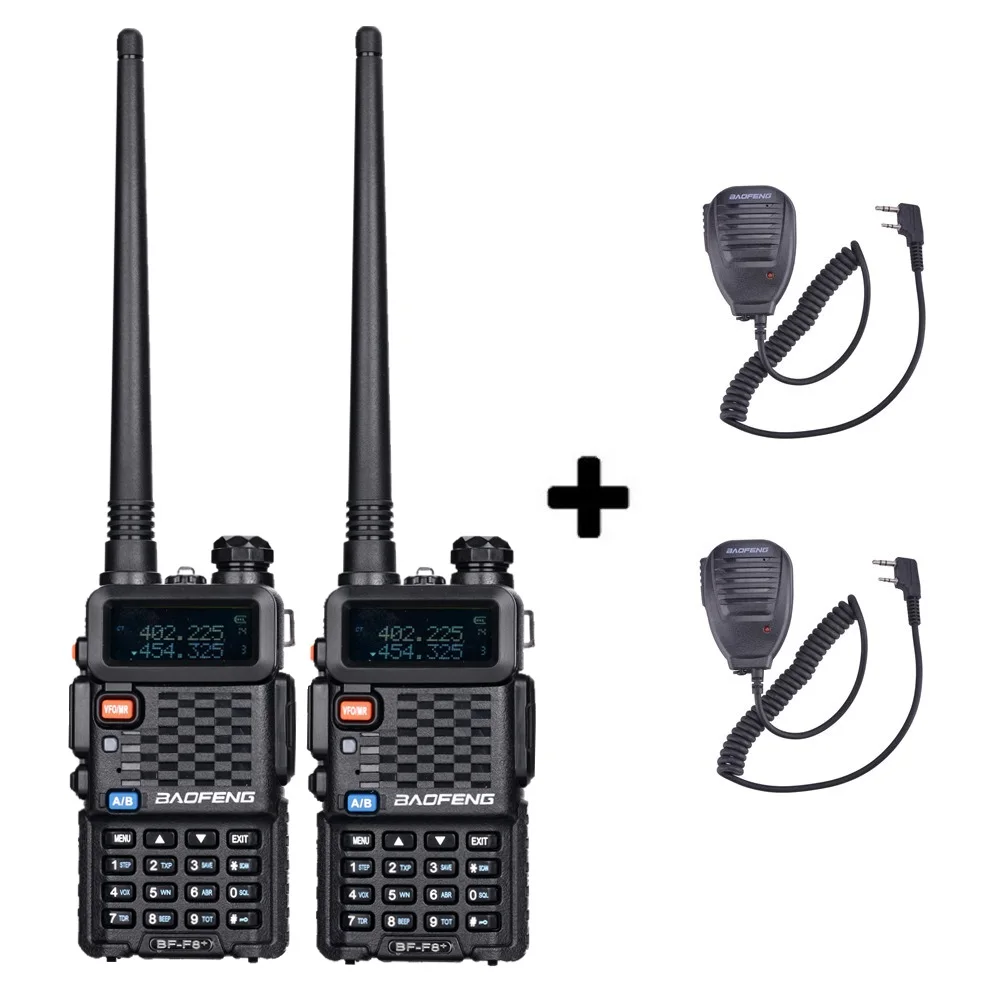 Add mic speakers 2 шт.,, BaoFeng F8+, на дальние расстояния, Woki Toki, полицейская рация, рация, 5 км Диапазон, двухстороннее радио, Walky Talky Ham радио, HF приемник - Цвет: Add mic speakers