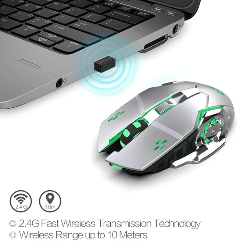 Беспроводная игровая мышь 2 4 ГГц эргономичный дизайн 2400DPI 6 кнопок USB для ноутбука
