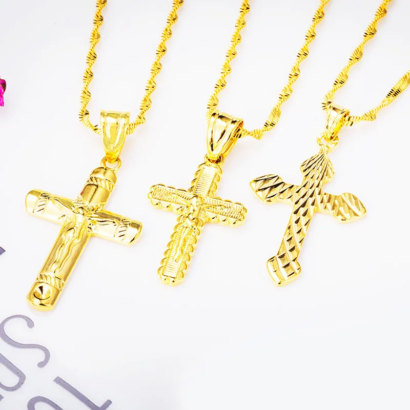 Кулон VAMOOSY Christian Jesus Cross золотой цвет ожерелье без цепи византийское плетение