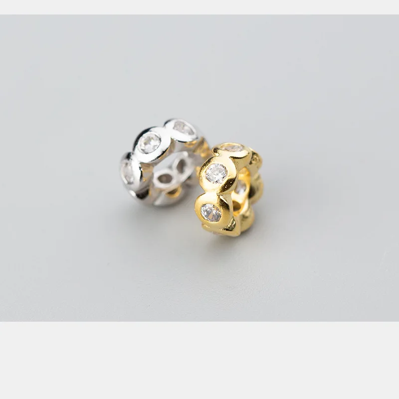 Бусины-разделители из стерлингового серебра 925 пробы с цветком фианита ААА 7 мм